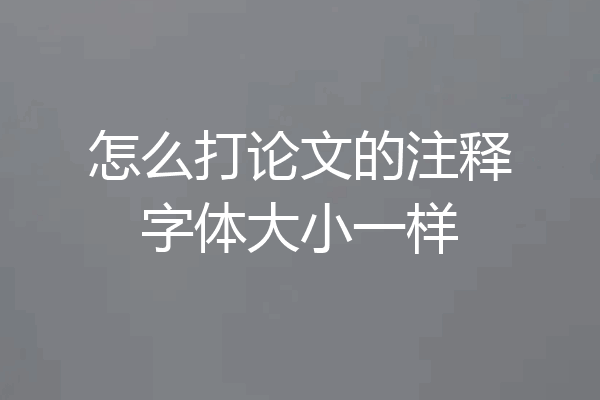 怎么打论文的注释字体大小一样