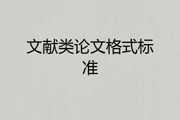 文献类论文格式标准