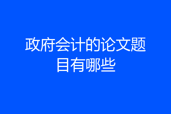 政府会计的论文题目有哪些