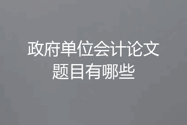 政府单位会计论文题目有哪些