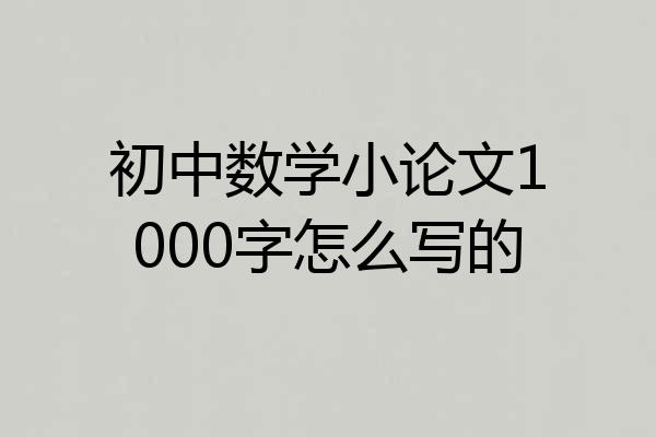 初中数学小论文1000字怎么写的