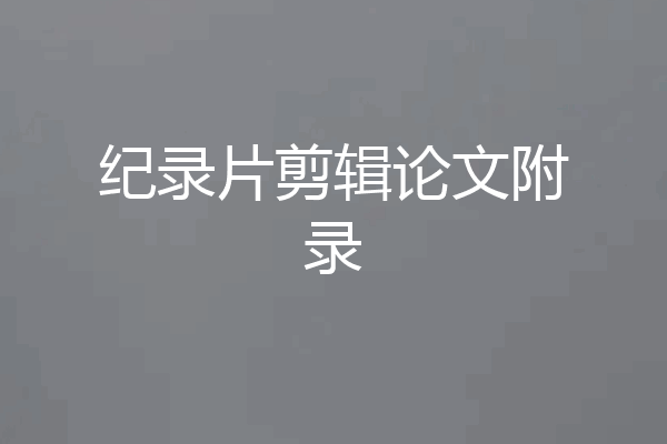 纪录片剪辑论文附录