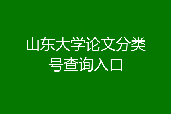 山东大学论文分类号查询入口