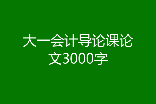 大一会计导论课论文3000字
