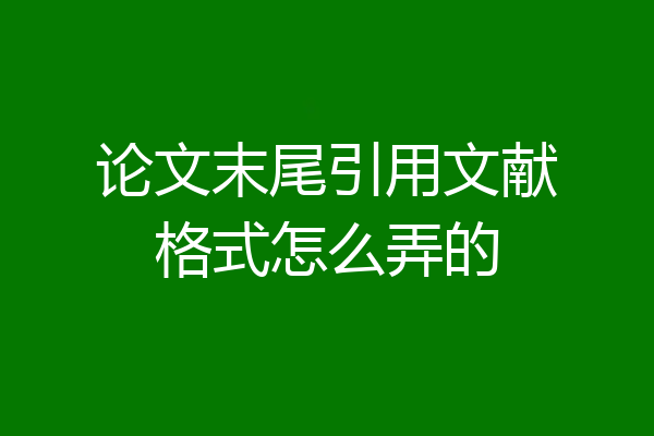 论文末尾引用文献格式怎么弄的