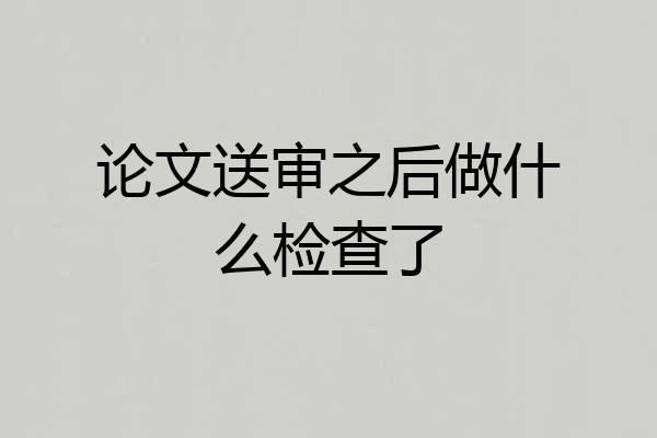 论文送审之后做什么检查了