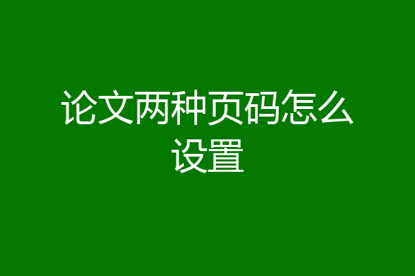 论文两种页码怎么设置