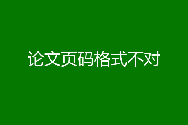 论文页码格式不对