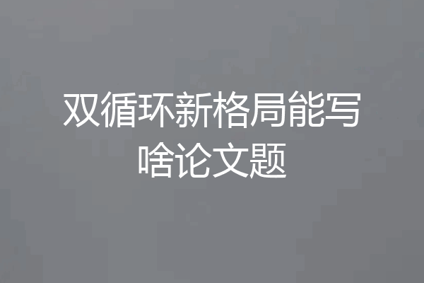 双循环新格局能写啥论文题