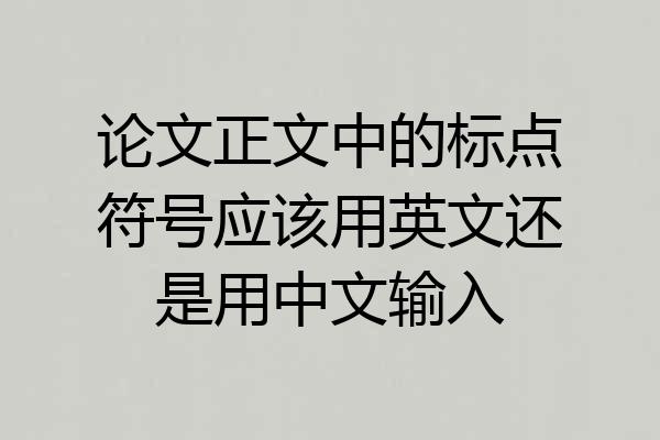 论文正文中的标点符号应该用英文还是用中文输入