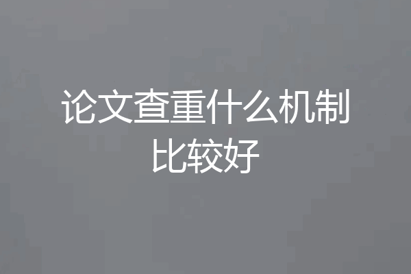 论文查重什么机制比较好