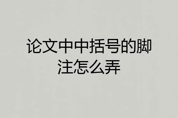 论文中中括号的脚注怎么弄