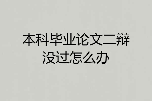 本科毕业论文二辩没过怎么办