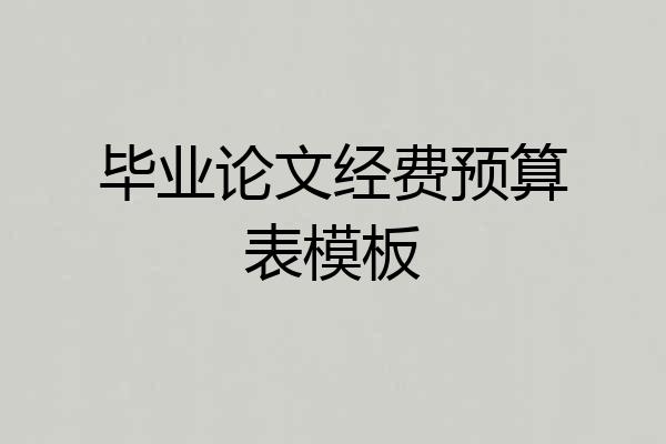 毕业论文经费预算表模板