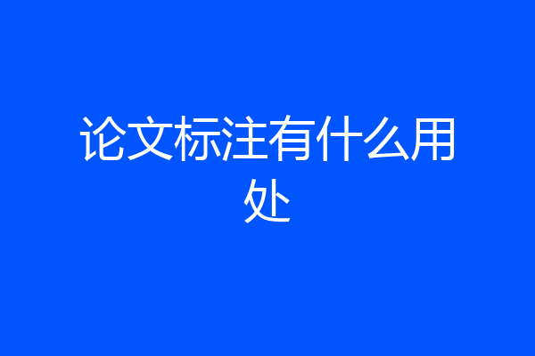 论文标注有什么用处