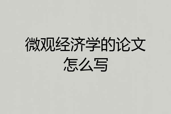 微观经济学的论文怎么写