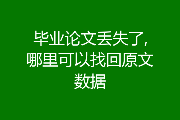 毕业论文丢失了,哪里可以找回原文数据