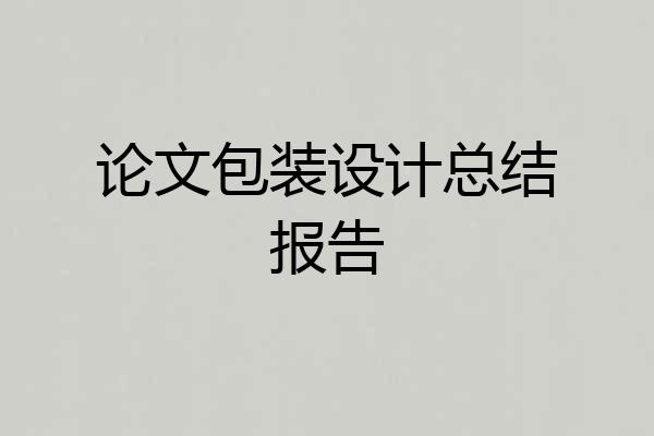 论文包装设计总结报告