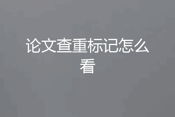 论文查重标记怎么看