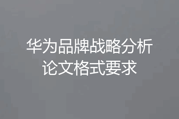 华为品牌战略分析论文格式要求