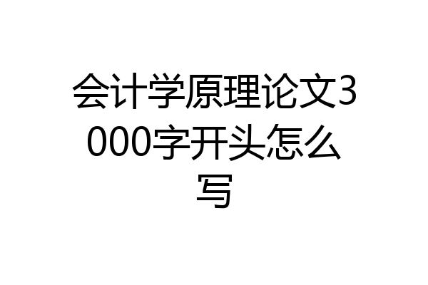 会计学原理论文3000字开头怎么写