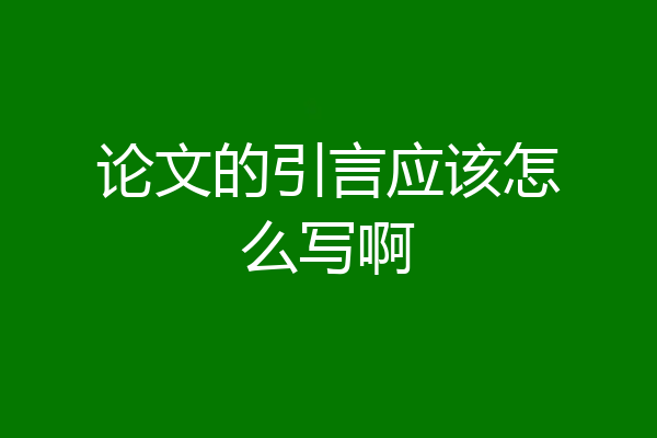 论文的引言应该怎么写啊