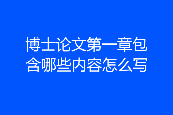 博士论文第一章包含哪些内容怎么写