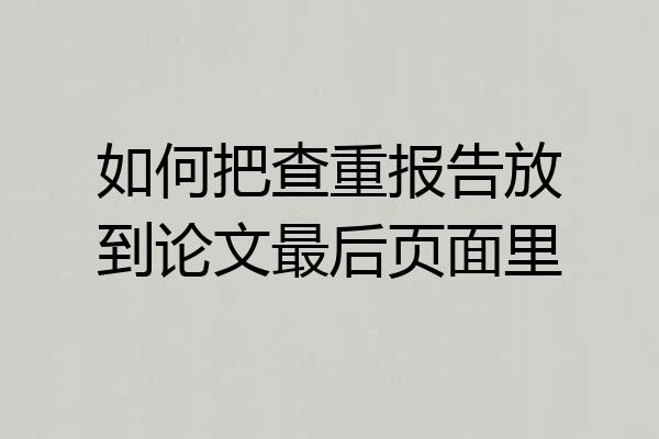 如何把查重报告放到论文最后页面里