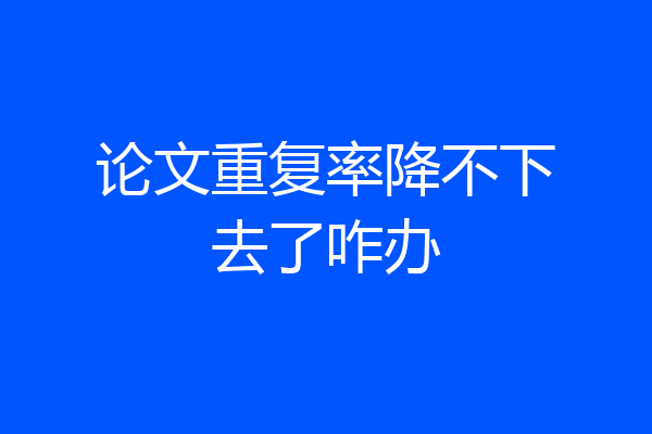论文重复率降不下去了咋办