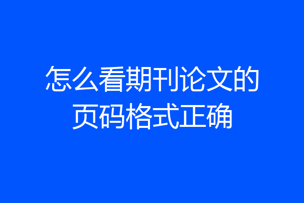 怎么看期刊论文的页码格式正确