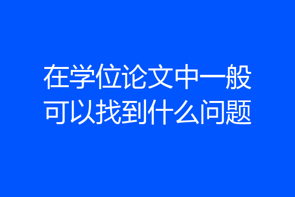 在学位论文中一般可以找到什么问题