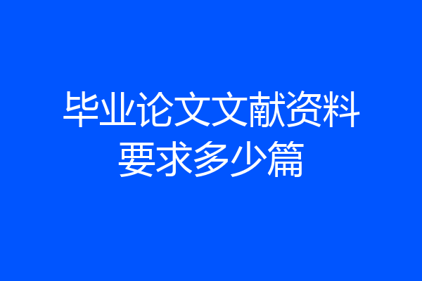 毕业论文文献资料要求多少篇