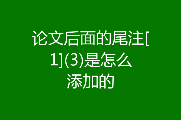 论文后面的尾注[1](3)是怎么添加的