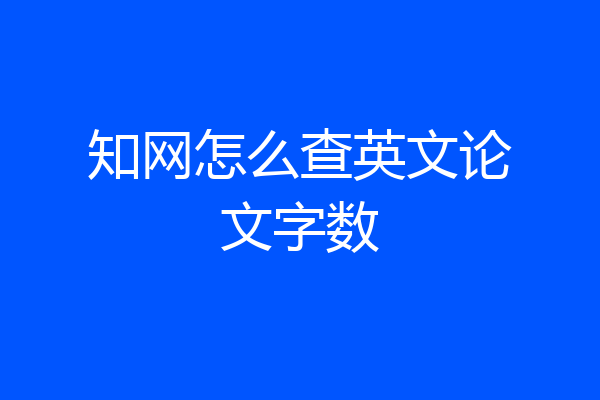 知网怎么查英文论文字数