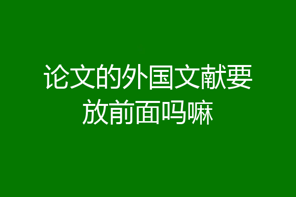 论文的外国文献要放前面吗嘛