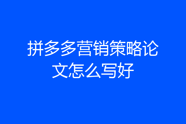 拼多多营销策略论文怎么写好