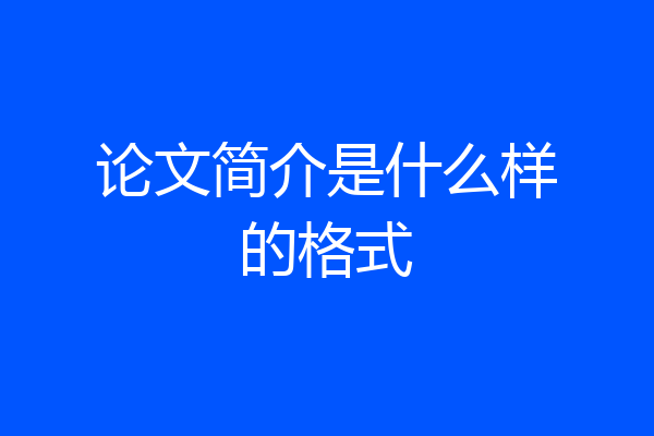论文简介是什么样的格式