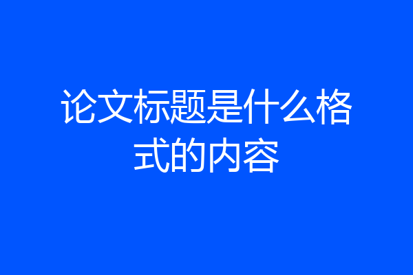 论文标题是什么格式的内容