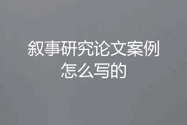 叙事研究论文案例怎么写的