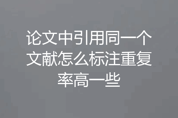 论文中引用同一个文献怎么标注重复率高一些