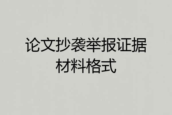 论文抄袭举报证据材料格式