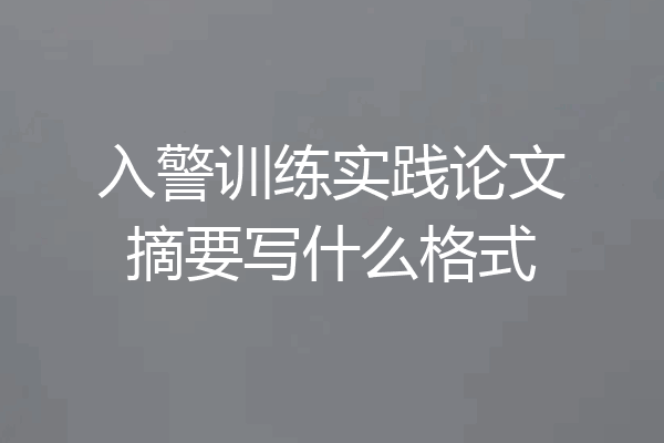入警训练实践论文摘要写什么格式