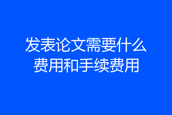 发表论文需要什么费用和手续费用