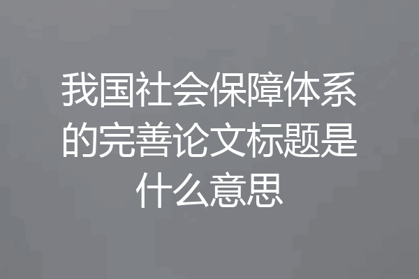 我国社会保障体系的完善论文标题是什么意思