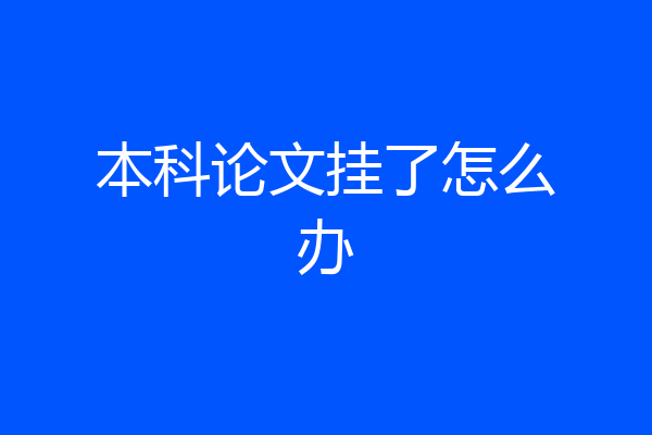 本科论文挂了怎么办