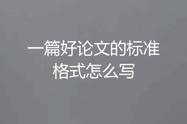 一篇好论文的标准格式怎么写