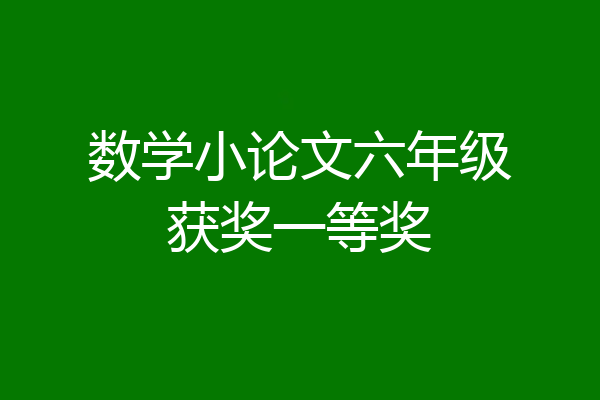 数学小论文六年级获奖一等奖