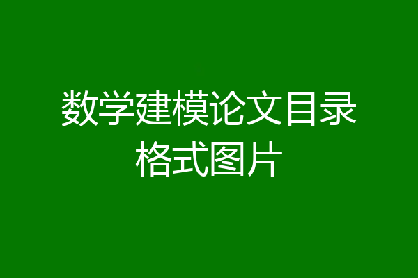 数学建模论文目录格式图片
