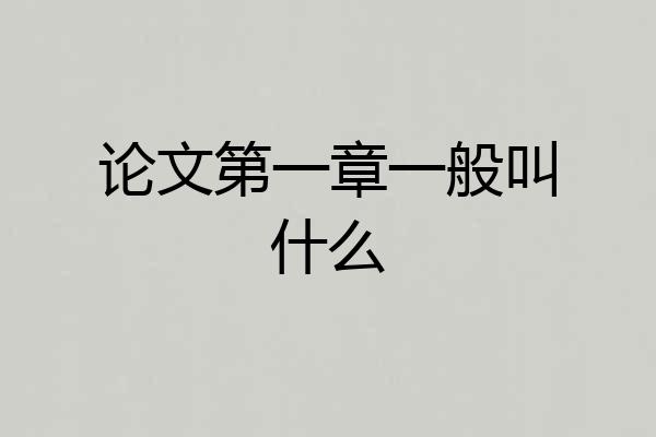 论文第一章一般叫什么