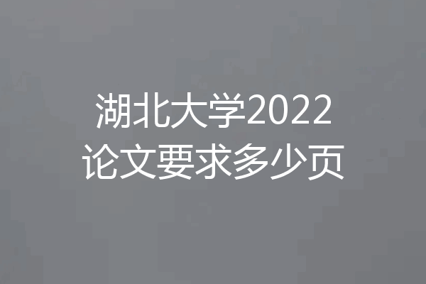 湖北大学2022论文要求多少页